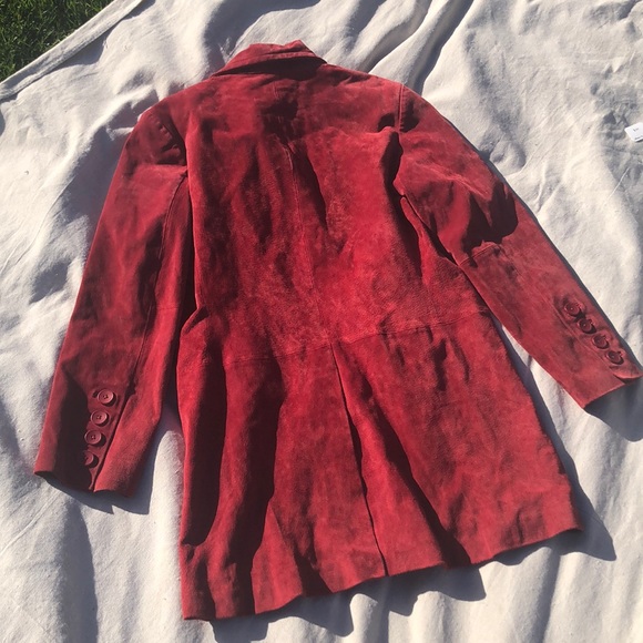 vintage red suede leather coat - Picture 4 of 4